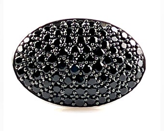 Black Spinel Sterling Silver Ring | Statement Jewelry, Gift for Her