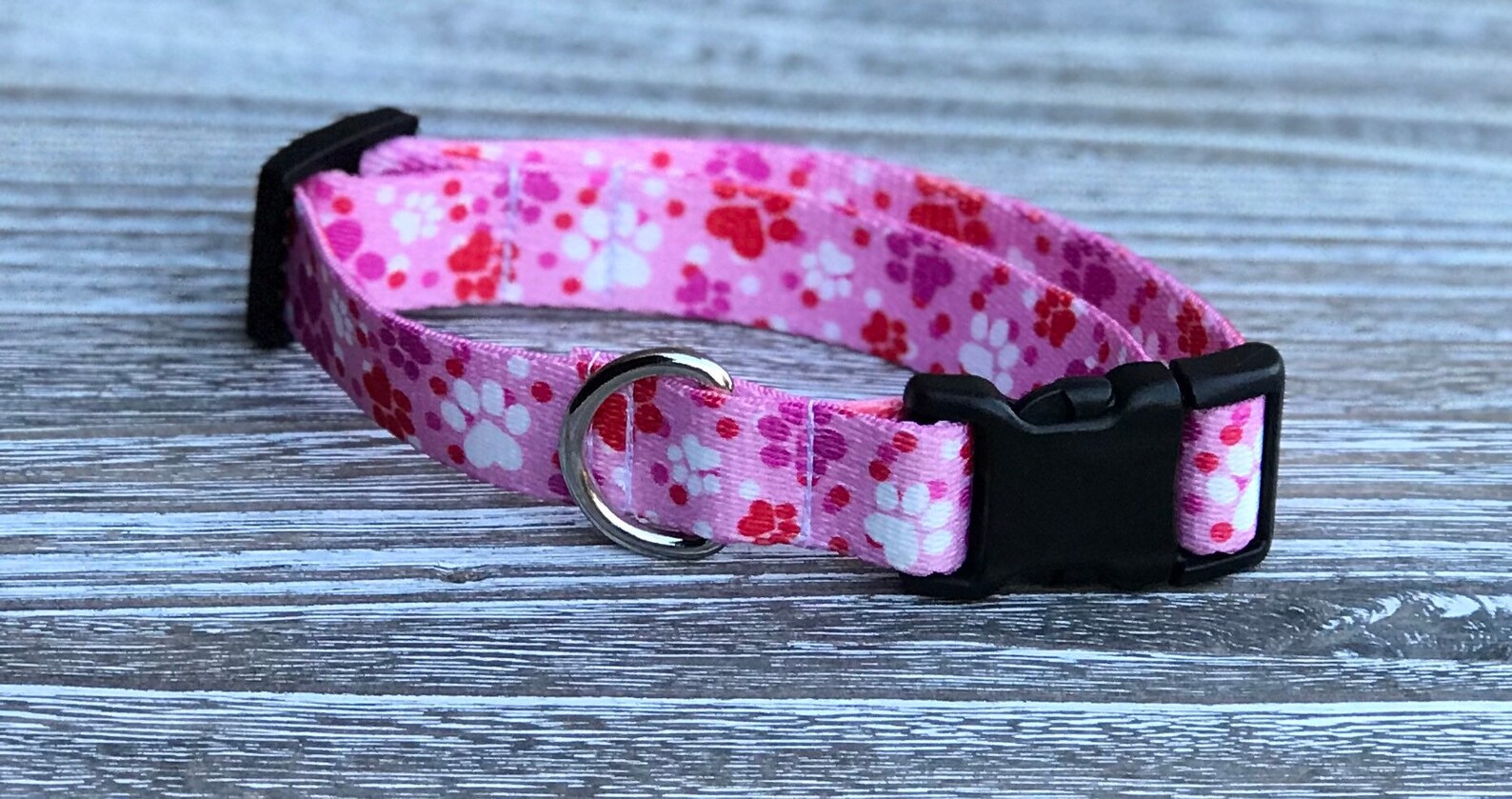 Pink Paw Print Dog Collar Pet Collar Girl Dog Collar Etsy