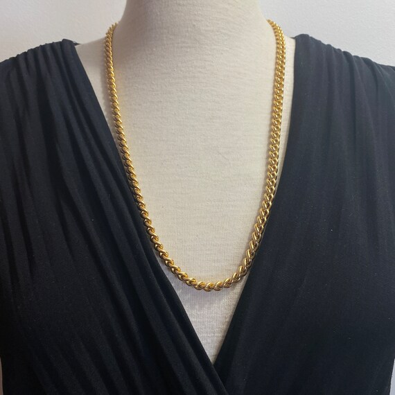 Long Necklace chain gourmette in vintage gold plated - Gem