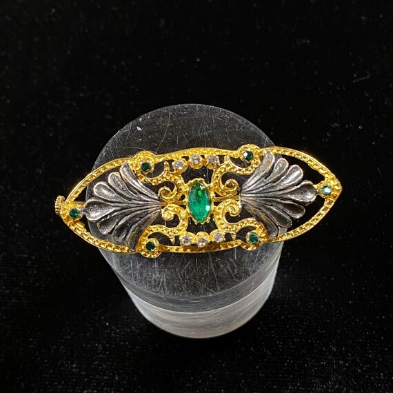 Broche Ancienne Avec Strass – Style Vintage – Alliage Argenté – Occasion – Bijou Fantaisie