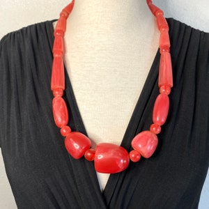 Cherry Red Bakelite Bead Necklace