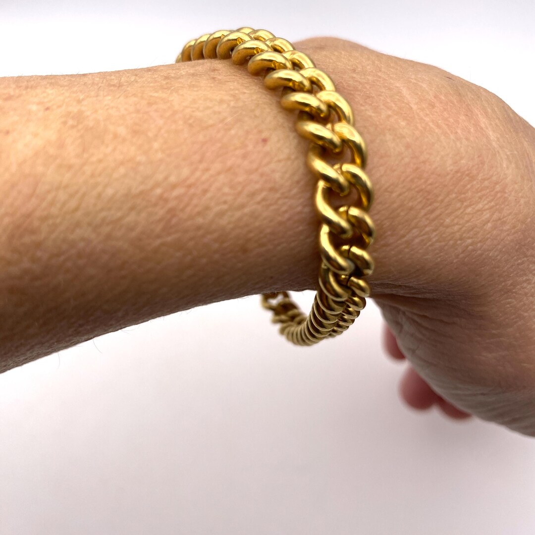 Bracelet Ancien En Maille Plaqué Or Jaune Et Blanc - Longueur 19-20cm, Superbe état, Occasion Luxe