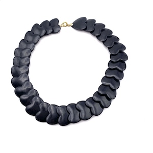 Black Heart Pastille Necklace, Vintage Choker