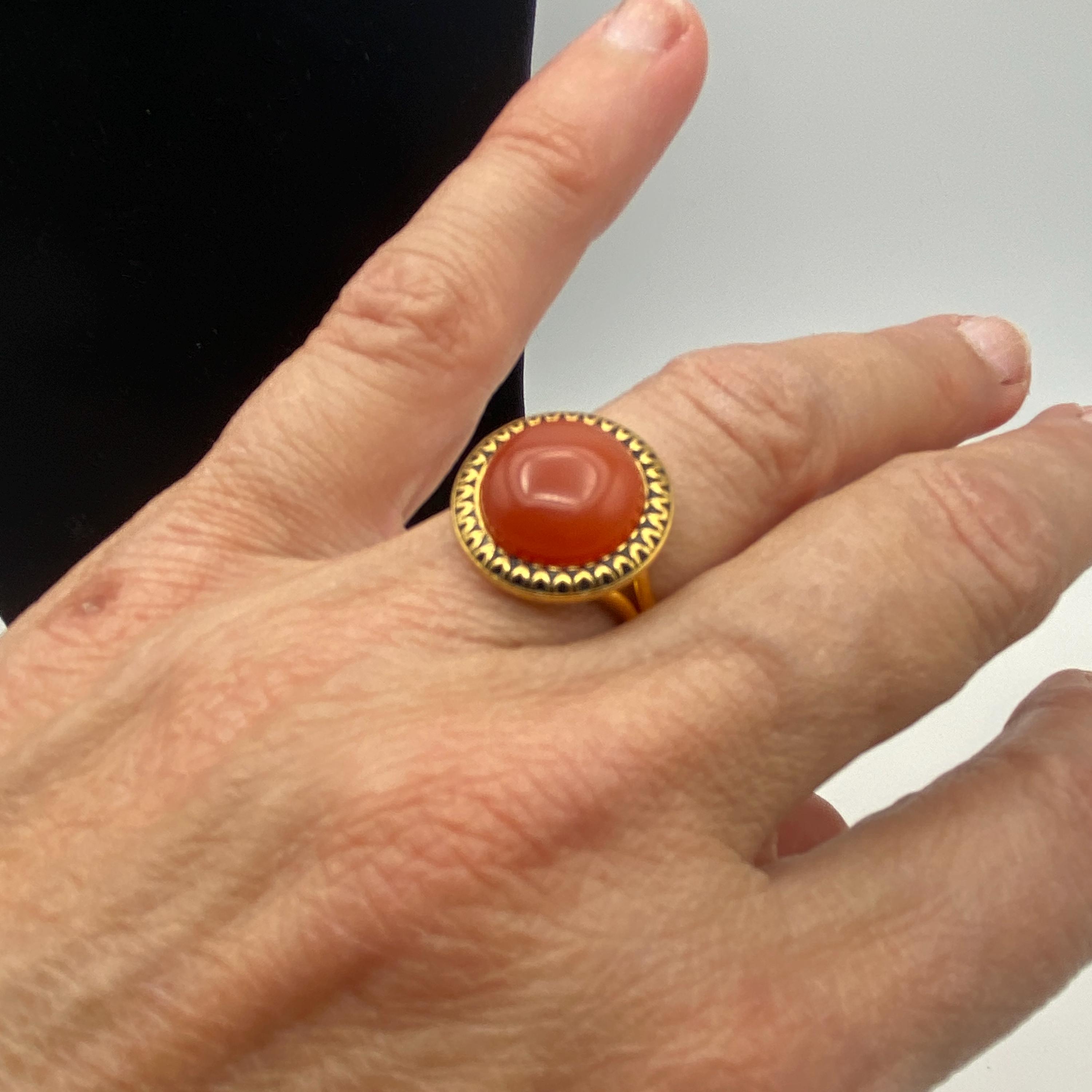 Bague En Métal Argenté Avec Pierre Orange Et Strass - Taille 62, Neuve Avec étiquettes