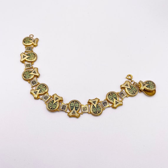 Damascene Style Bracelet in Gilded Brass Painted Etsy