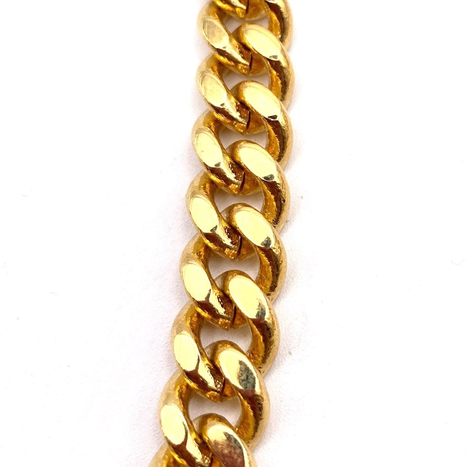Collier Vintage Gourmette Plaqué Or - Style Américain Rétro - État Correct