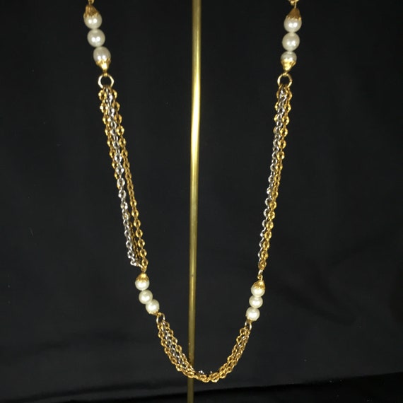 Long necklace necklace 1980 multi golden and silv… - image 5