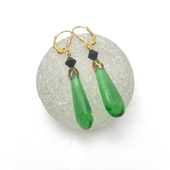 Boucles D'oreilles Dormeuses Acier Et Cristal Vert - Création Artisanale, Occasion, Couleur Rose