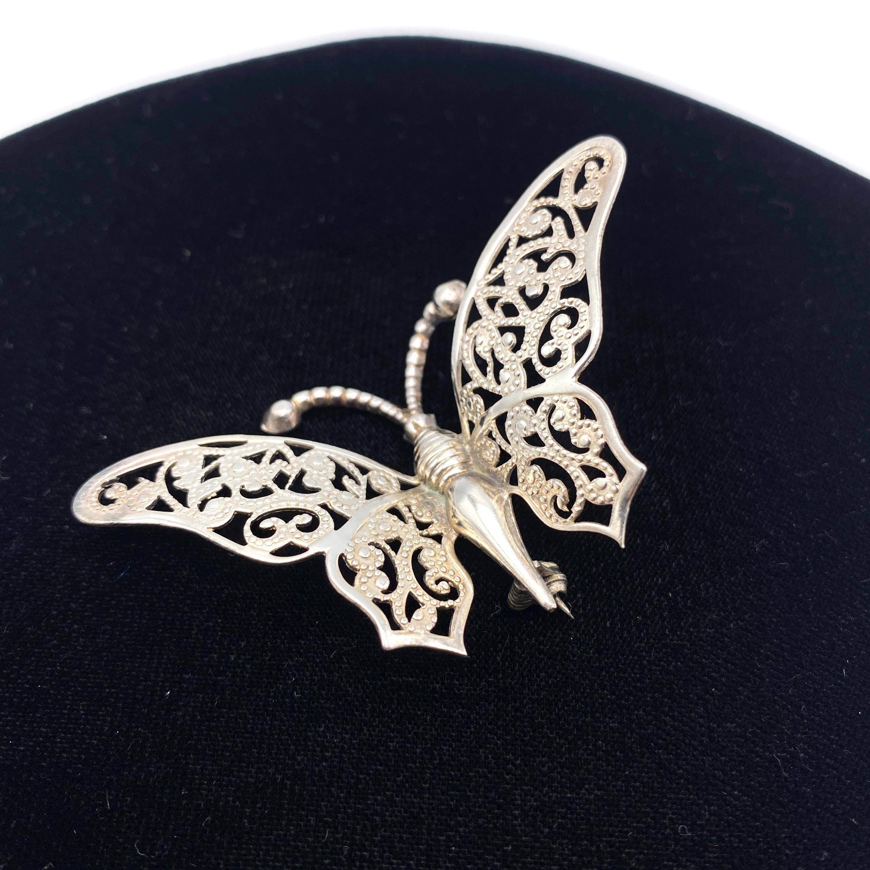Belle broche fleur vintage en métal argenté tbe - Montres & Bijoux