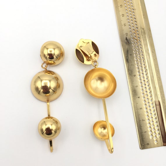 Long clip hanging balls gold or metallic gray fut… - image 4