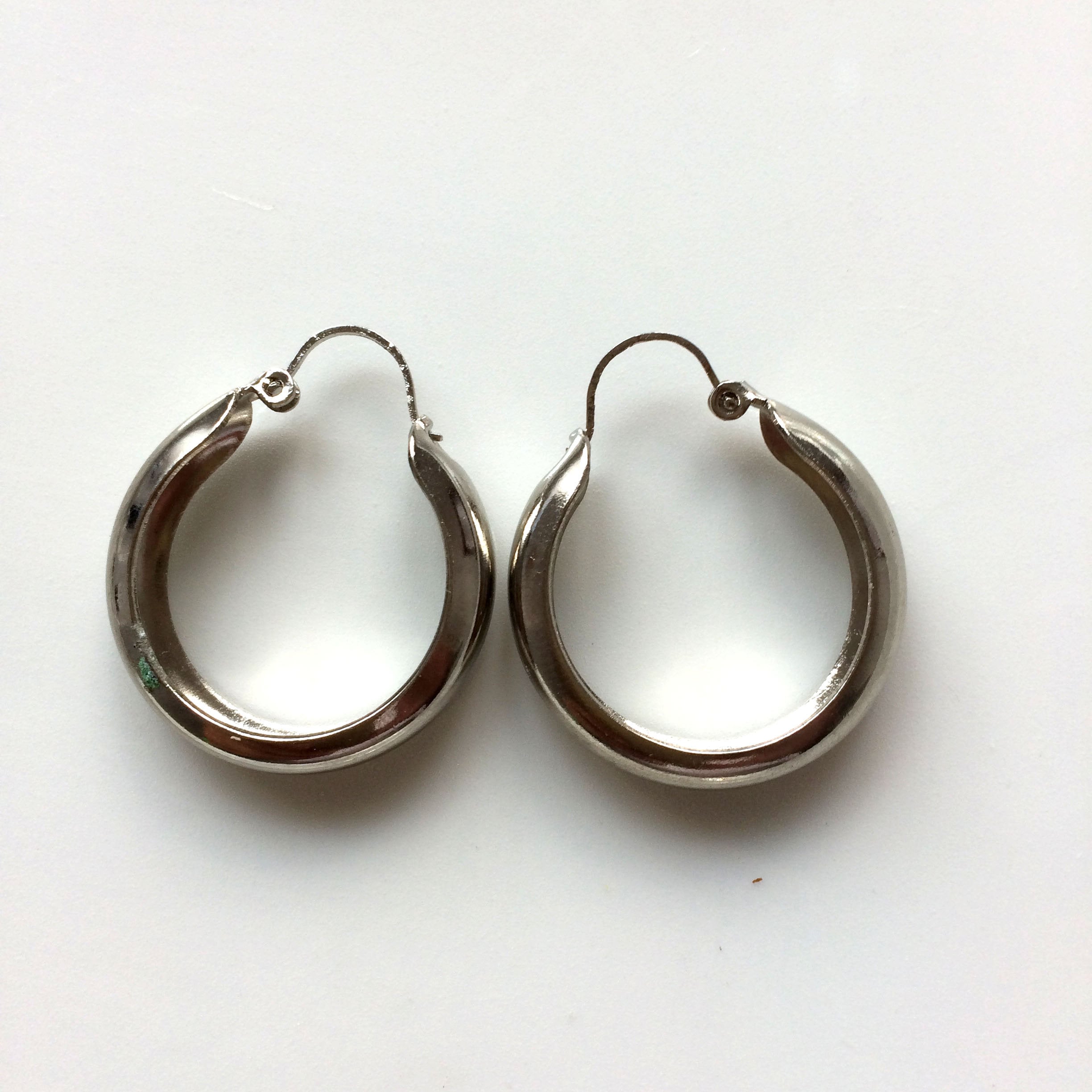 Vintage Silver-tone Metal Hoop Earrings - Etsy