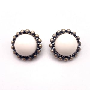 Vintage 1950s white cabochon clip-on earrings
