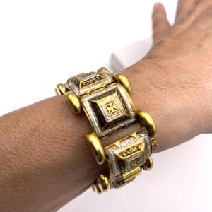 Bracelet Ancien Style "tank" Avec Cabochon De Turquoise - Paris, Occasion, Imposant