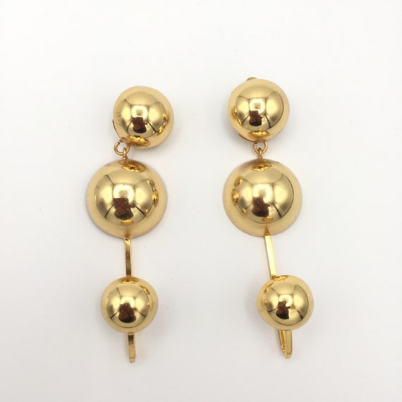 Long clip hanging balls gold or metallic gray fut… - image 1