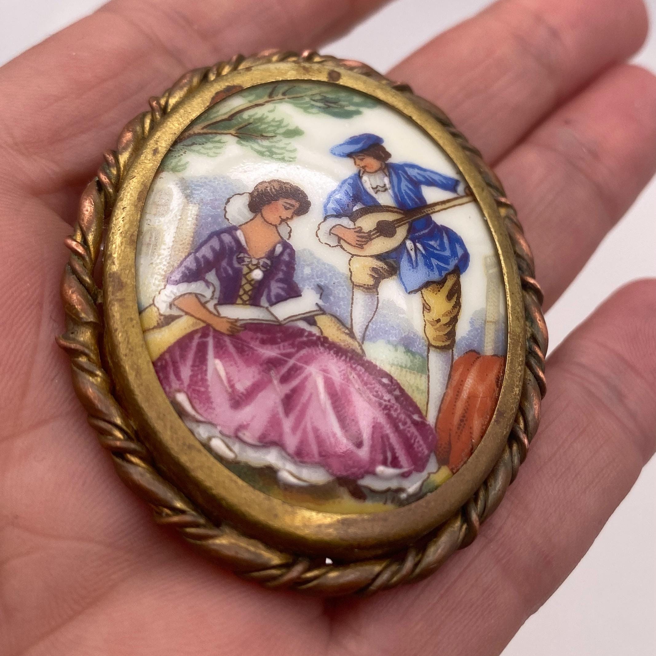 Broche Antique Métal Broche Ancienne Limoges – Vintage, Française, Métal, Bijou Rare Et Unique, Occasion Le Gramme