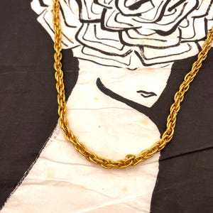 Vintage 70s brass rope chain necklace