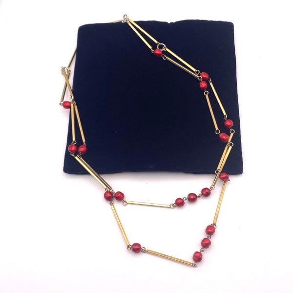 Double Collier doré et rouge