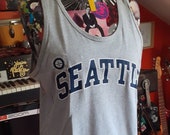 1990 Seattle vest top, grunge t shirt, basketball t shirt, grey 1990s vest top, gym wear, street wear, skater wear, basketball wear, classic