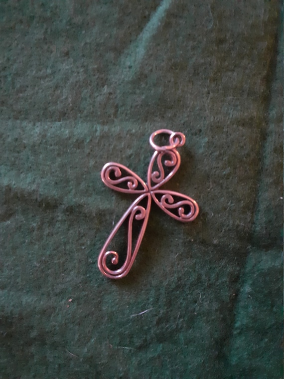 solid silver vintage cross, vintage silver cross,… - image 1