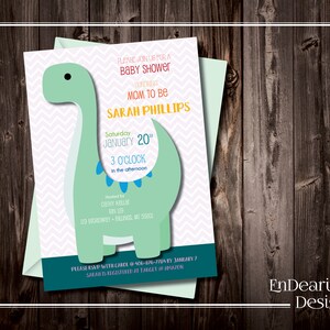 Schattig, afdrukbare, baby dinosaurus baby shower uitnodiging - 5 x 7 - jongen of meisje baby shower uitnodigen