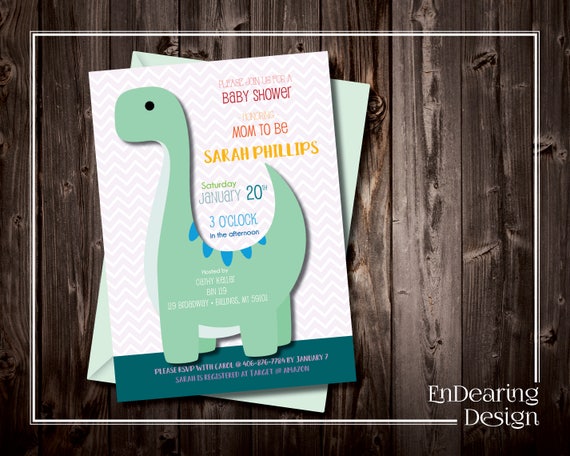 Adorable Printable Baby Dinosaur Baby Shower Invitation | Etsy