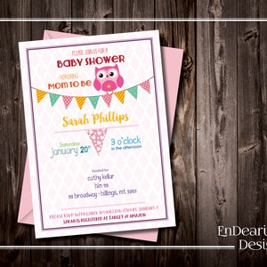 Entzückend, druckbare, Baby-Eulen-Baby-Dusche-Einladung - 5 x 7 - Mädchen-Baby-Dusche einladen