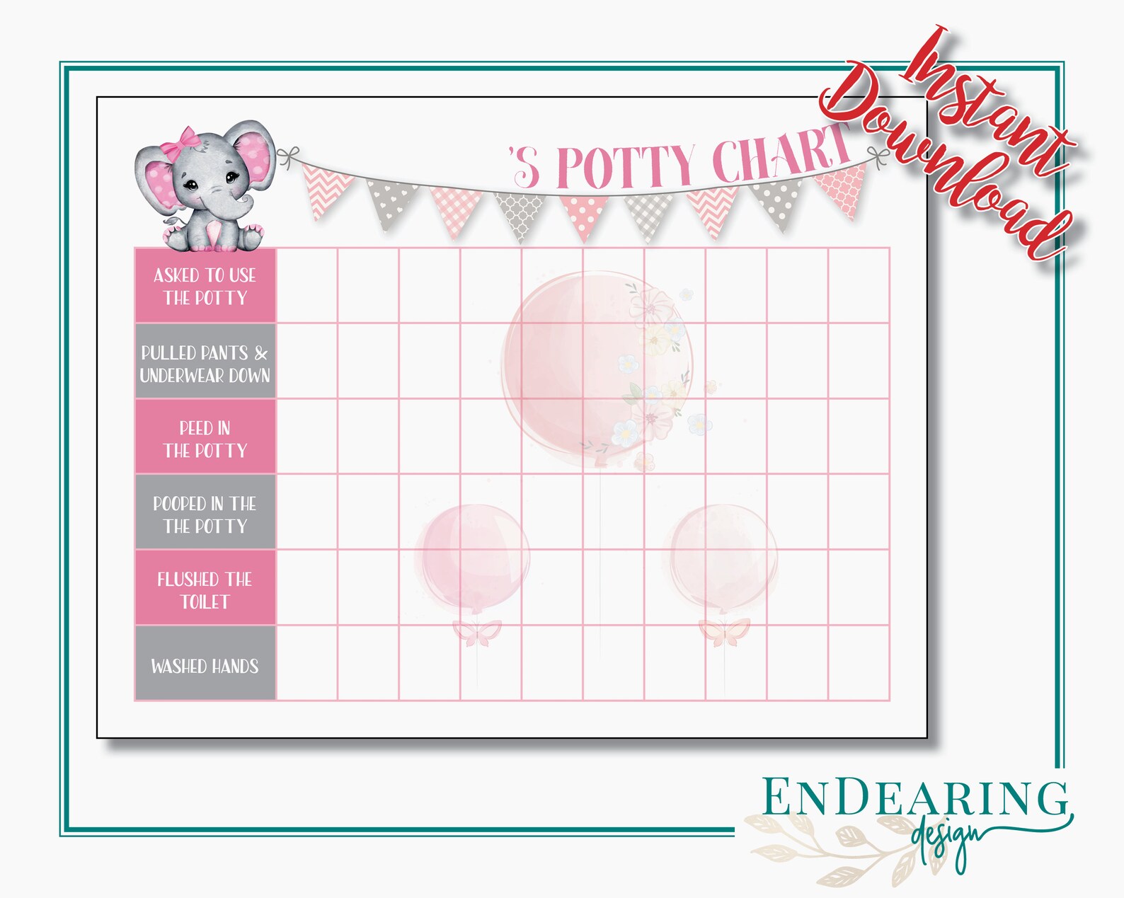 Fun Adorable Printable Toddler Potty Chart with Baby - Etsy España