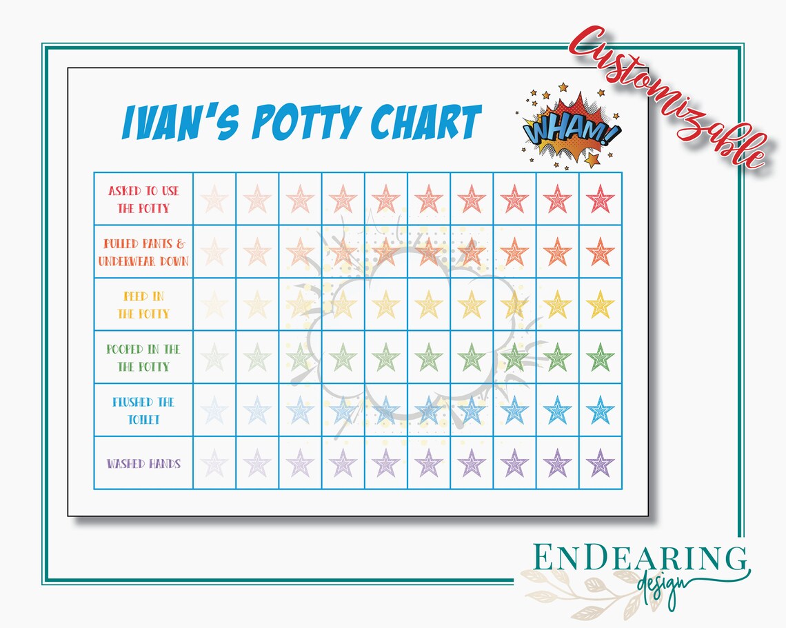 Fun, Adorable, Printable Comic Superhero Toddler Potty Chart - 8.5x11 ...