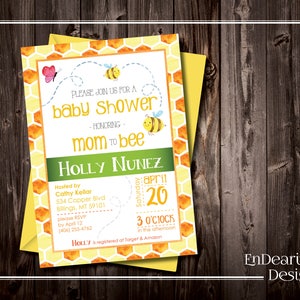 Super lindo, imprimible miel abeja bebé ducha invitación - 5 x 7 - niño o niña bebé ducha invitación