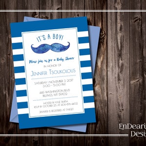 Stampabile, baffi Baby Boy doccia invito - 5 x 7 - Baby Boy doccia invito