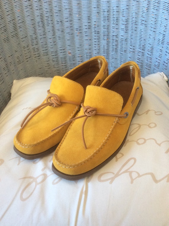 mustard suede loafers