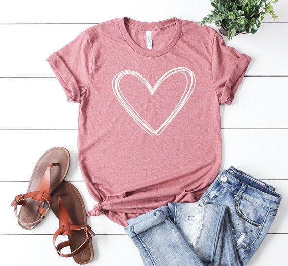 Scribble Heart Shirt / Heart Shirt / Valentines Day Shirt / | Etsy