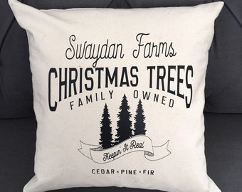 Christmas Pillow Cover / Christmas Tree Farm Pillow Cover / Personalized Christmas Tree Farm / Christmas Pillow Cover