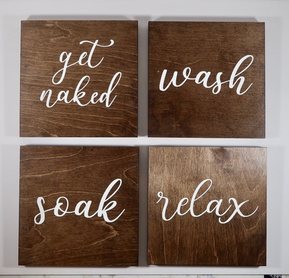 Bathroom Wall Decor Bathroom Decor Get Naked Wash Soak Relax Etsy