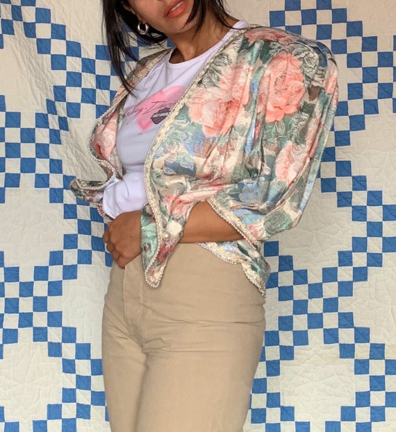 1980s Brocade Floral Blazer