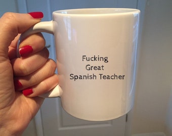 Taza de profesor de español, regalos de profesor de idiomas, taza de cerámica hecha a mano, agradecimiento al profesor, taza de café personalizada, regalos para ella, regalo de cumpleaños