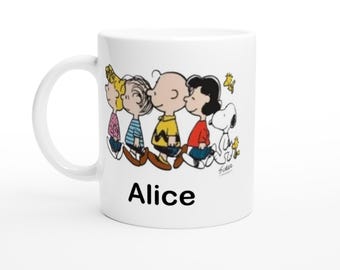 Alice Snoopy Mug – Funny Coffee Cup for Her – Cute Personalised Name Mug – Custom Snoopy Gift for Women – Cartoon Lover Present