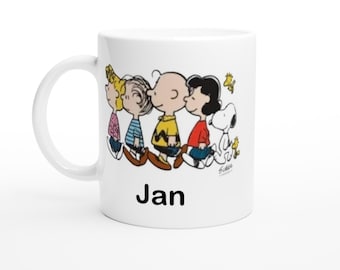 Jan Snoopy Mug – Funny Custom Name Coffee Cup – Cute Gift for Jan – Personalised Cartoon Dog Mug – Snoopy Lover Gift for Her