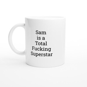 Caneca engraçada Sam Superstar: presente personalizado com xícara de café