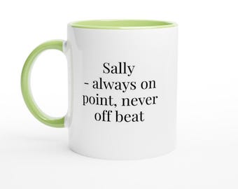 Taza de café divertida de Sally, regalo personalizado con nombre