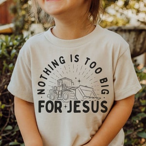 Retro Nothing is Too Big for Jesus Truck Tshirt SVG, Christian Boys Shirt Cut File, Boys Construction Clip Art, Biblical Toddler Tee Design