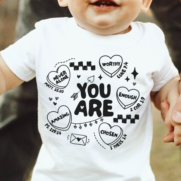 Retro Christian Kids Valentine's Day png, Jesus Loves You Shirt SVG, He Loved Us First SVG, Bible Verse Toddler Tee Design, God Says You Are