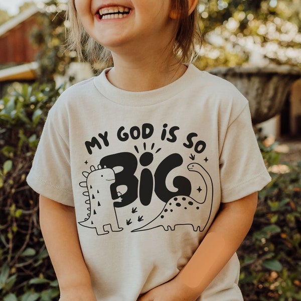 Mon Dieu est SO Big Boys Tshirt SVG, Christian Shirts Cut File For Kids, Biblical Toddler Tee Design, Kid Dinosaur Sublimation, Bible Verse PNG