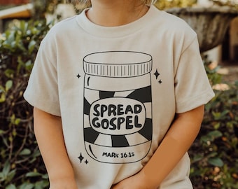 Difundir camiseta del evangelio SVG, Camisas cristianas Archivo recortado para niños, Diseño de camiseta para niños pequeños bíblicos, Sublimación religiosa para niños, Versículo de la Biblia lindo PNG