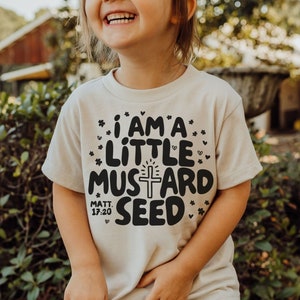 Camiseta infantil Eu sou um pouco de semente de mostarda SVG, arquivo de corte de camisas cristãs para meninas, design bíblico de camiseta infantil, sublimação retrô filho de Deus