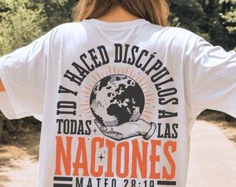 Go Make Disciples Hoodie Design svg, Retro Christian Spanish Sublimation, Vintage Men's Bible Shirt PNG, Christian Dad png, Commercial Use
