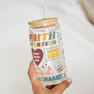 Vaso de 16 oz con versículo bíblico retro en formato SVG, vaso religioso Libbey PNG, vaso de vidrio de 16 oz PNG, taza cristiana de 15 oz PNG, uso comercial