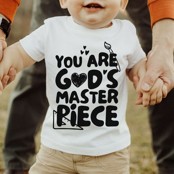 You Are God's Masterpiece shirt SVG, Christian Cut File For Kids, Biblical Toddler Tee Design, Kids Religious Sublimation, Bible Verse PNG
