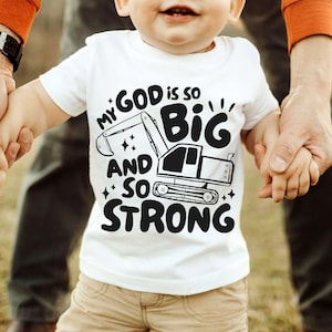 Mi Dios es tan grande niños camiseta SVG, camisas cristianas archivo recortado para niños, diseño de camiseta bíblica para niños pequeños, sublimación de camiones para niños, versículo bíblico PNG