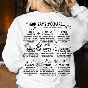 Gott sagt, du bist Hoodie Design svg, Retro christliche Sublimation, Bibel Affirmation PNG, Liebe Person Design, Jesus Doodle png, kommerzielle Nutzung